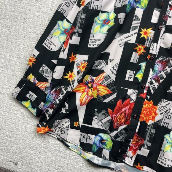 Sugar That Shirt Is Sweet Abstract Floral AOP Colorful Button Up Shirt Men XXL - Picture 6 of 13